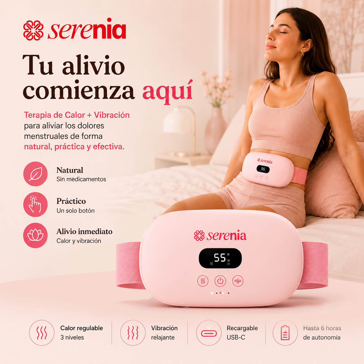 Cinturón Térmico Portátil para aliviar cólicos menstruales