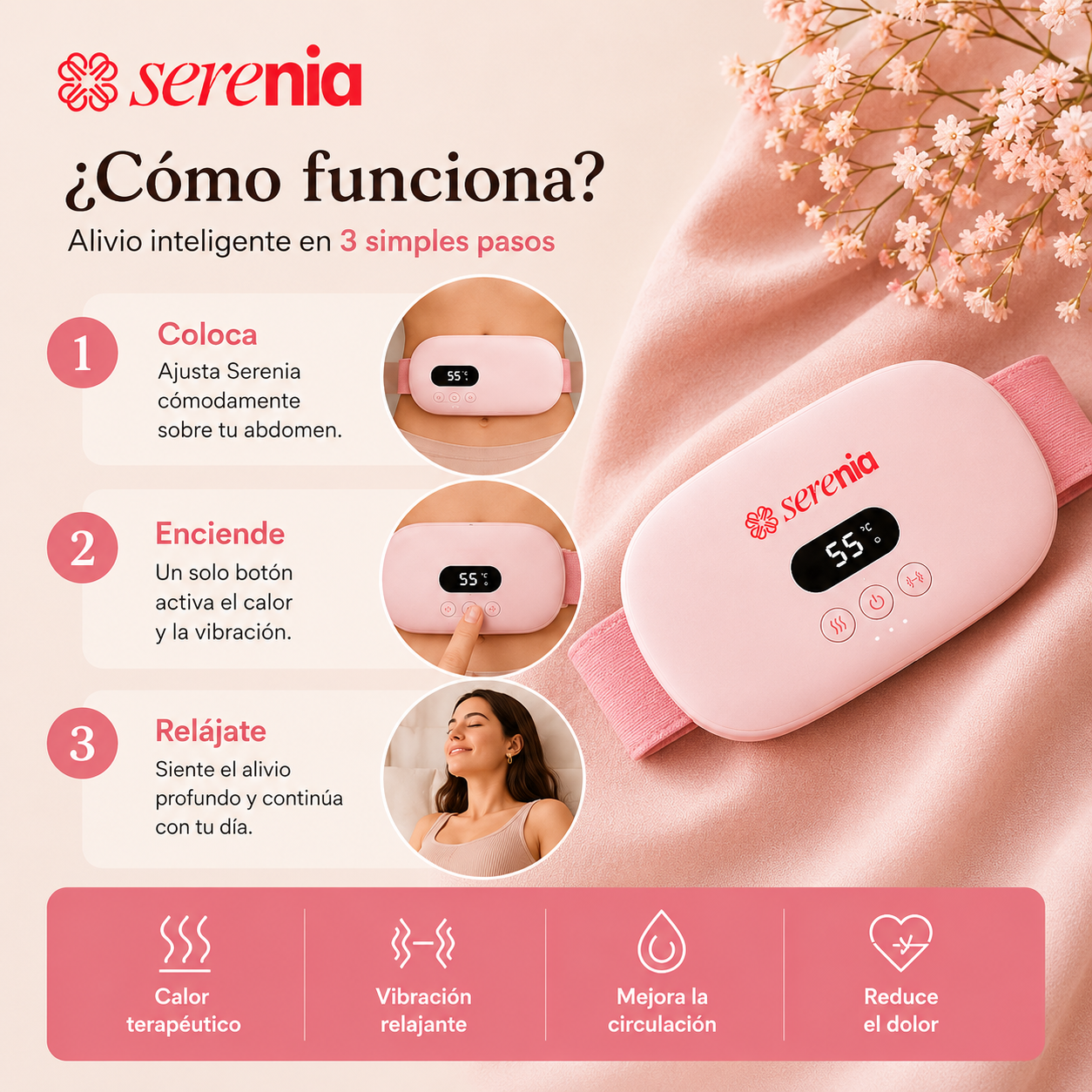 Cinturón Térmico Portátil para aliviar cólicos menstruales